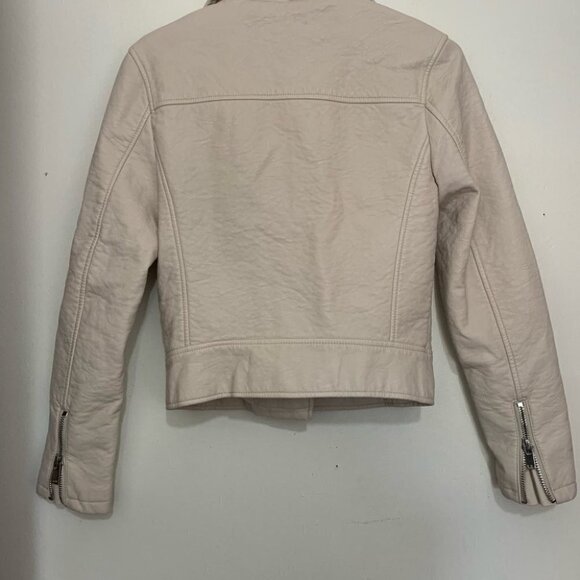 FOREVER 21 cream neutral stone Moto jacket faux leather - Picture 5 of 7